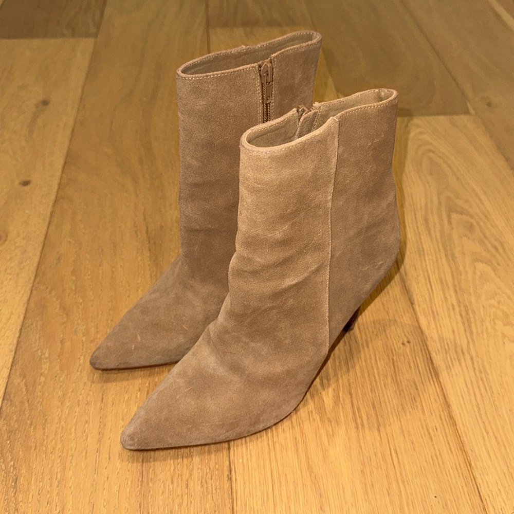 Raye taupe heeled booties size 9